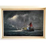 Jack Rigg oil on canvas Fishing Boat Coming Home. 50x75cms.
