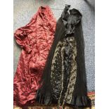 Early 20thc dressing gown together with 19thc black lace skirt.