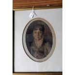 Early 19th c oval watercolour portrait 14.5cms
