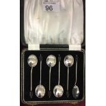 Set of 6 silver coffee bean spoons Birmingham 1962.
