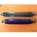 Pair of Bristol blue glass rolling pins.