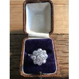Modern 18carat white gold diamond cluster ring size M/N approximately 2.10 ct .