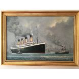 Jack Rigg oil on canvas, "The Maiden Voyage of the Titanic". 48x74cms