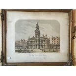 19thc print of the New Town Hall Hull. Cuthbert Broderick Esq.Architect Hull 33x41cms