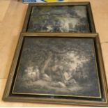 two prints after G. Morland in verre eglomise frames, 48x61cms.
