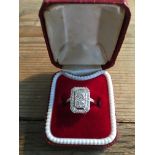 Modern Art Deco style ring size N 18ct white gold and diamond approximately 0.85ct.