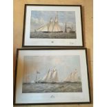 Two views of the yacht "The Gloriana" 32x50cms and 30x45cms. Inscribed to Joseph Gee Esq. of