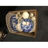 Boxed lot of mainly 19thc ceramics.