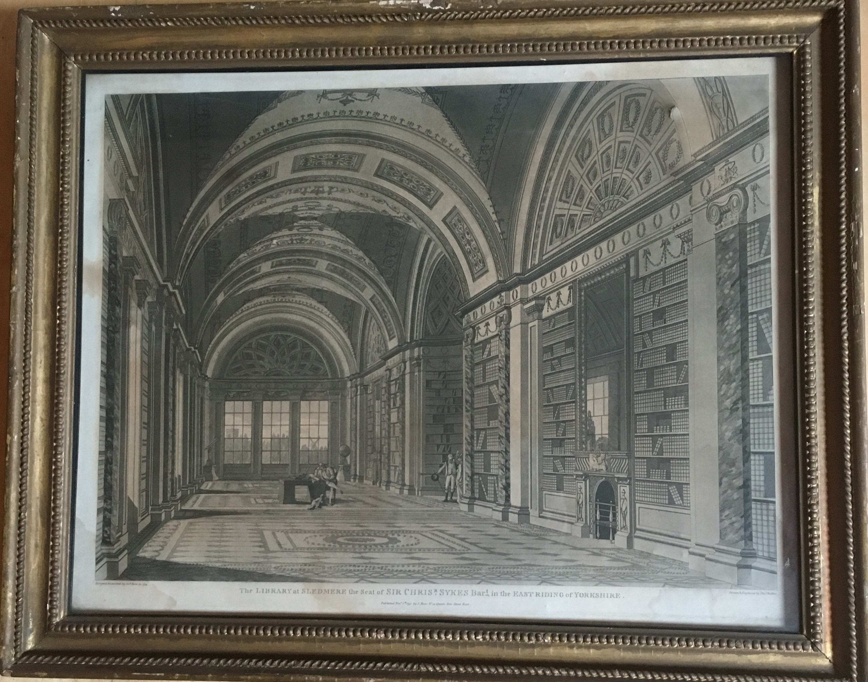 An 18thc T.Malton print "Library at Sledmere", 49x63cms.