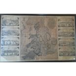 A New Map of England and Wales published by G.Thompson Smithfield 1798 with distances from Londonand
