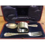 Silver boxed Christening set Sheffield 1926.