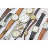 Three various gold wristwatches and ten others