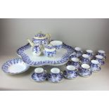 A Royal Worcester blue and white porcelain Lazy Susan tea service, including scalloped shaped Lazy