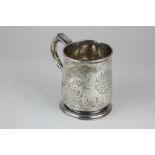 A George II silver christening mug, maker Edward Vincent, London 1730, monogrammed, with scroll