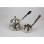 A George III silver brandy warmer with lid, maker William Stroud, London 1809, together with another