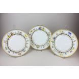 Three French porcelain cabinet plates, with gilt chinoiserie borders, and inscription and mark to