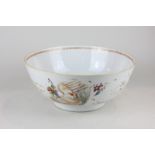 A Chinese porcelain bowl decorated with scenes of figures and floral motifs 27cm (a/f)