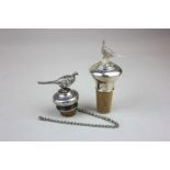 An Elizabeth II silver bottle stopper with grouse finial, maker H & H, Birmingham, 1997, together