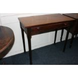 A 19th century mahogany rectangular side table, with single drawer, on tapered legs and shaped feet,