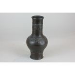 A Japanese bronze vase baluster form decorated with scrolls, 17cm (NC)