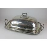 A silver plated rectangular two-handled serving tray with gadroon border, stamped Goldsmiths and