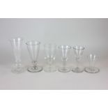 Six 19th century cordial and liqueur glasses in various sizes (one a/f)
