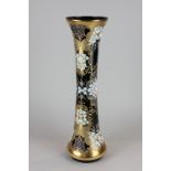 A Slovakian glass vase with overlaid gilt and bocage flower decoration 40cm high in presentation