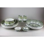 A Doulton Burslem Kelmscot pattern dressing table set of two large bowls, 37cm two vases,(a/f) two