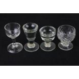 Two penny lick glasses and two other liqueur glasses