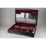 A silver plated Kings pattern canteen for eight including large knives, dessert knives, fish knives,