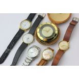 Five various watches and a travelling clock