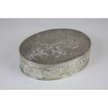 A late 19th century continental silver oval box with Victorian import hallmarks, Sheffield, 1899,