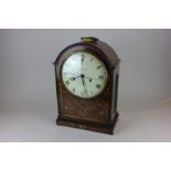 A Regency mahogany walnut mantle clock, with 21cm circular dial inscribed Wm. Platt, London, in