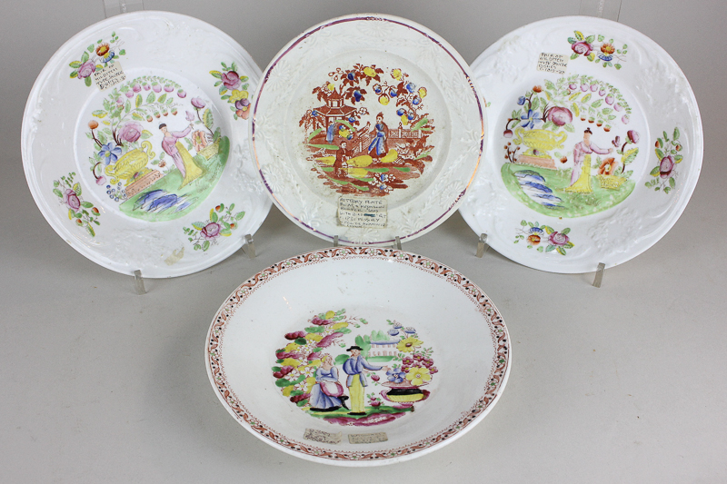 A pair of 19th century chinoiserie decorated plates, another by William Nutt decorated with