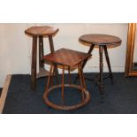 Three various occasional tables including a Victorian rosewood circular tripod table, an Arts and