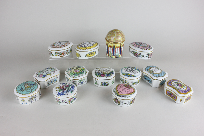 A set of twelve Franklin porcelain music boxes, The Melodies of Love, together with another music