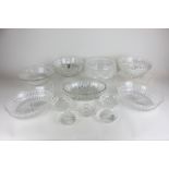 A collection of various cut glass and moulded including vases, bowls and dishes
