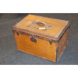 A Louis Vuitton leather trunk monogrammed AMW, bearing Louis Vuitton label numbered 761223, 57.5cm