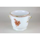 A Herend porcelain urn, Chinese bouquet pattern in rust with gilt embellishment, 14cm diameter