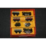 A collection of Hornby 0 gauge clockwork train sets to include two locomotives, various track,