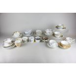 A collection of various Victorian china tea cups and saucers, a tea bowl, other cups and side