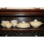 A Wedgwood Harvest Moon pattern part dinner service including a vegetable tureen, a sauce tureen,