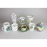 A Continental porcelain tea cup and saucer (restored), together with five various Victorian and