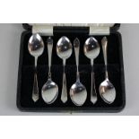 A cased set of six George V silver coffee spoons, maker Raeno Silver Plate Co Ltd, Birmingham 1931