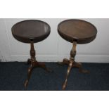 Two similar mahogany circular occasional tables on tripod bases, 29cm