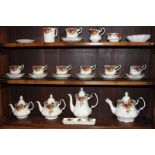 A Royal Albert Old Country Roses tea set for seven including three teapots (one lid a/f), a coffee