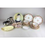 Various pieces of decorative china including a Carlton ware dish, cabinet plates, a Spode dish,