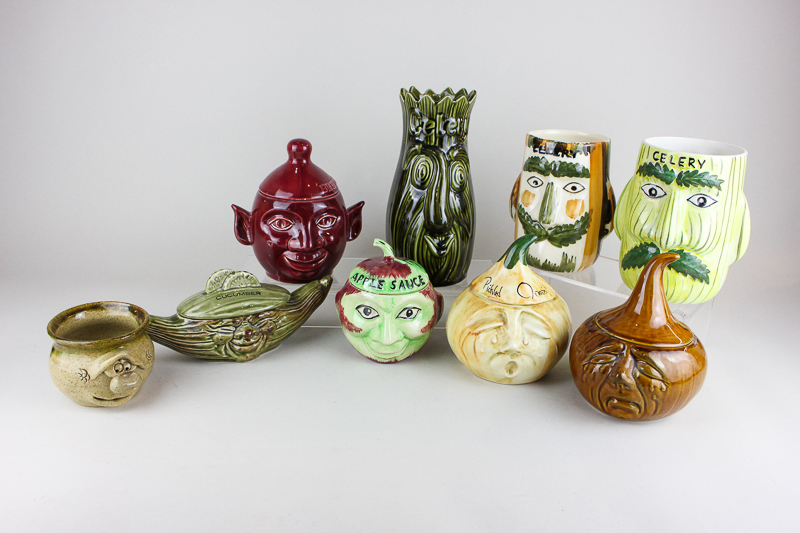 Nine pieces of pretty ugly Price and other pottery including two pickled onions, a beetroot, an