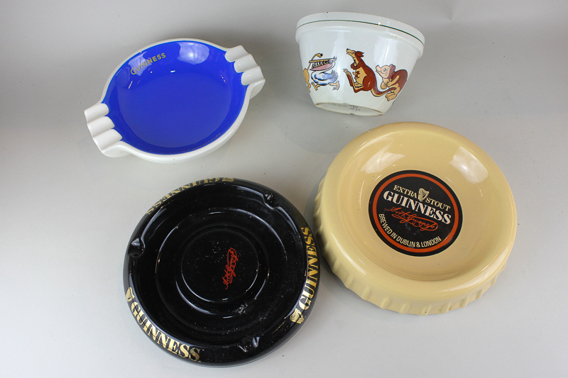Three Guinness pub ashtrays stamped Carlton ware, Staffordshire and Castle Ceramics to base,