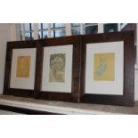 After Auguste Rodin, Femme Nue Assise and Femme Drapee et Assise, two coloured prints, together with